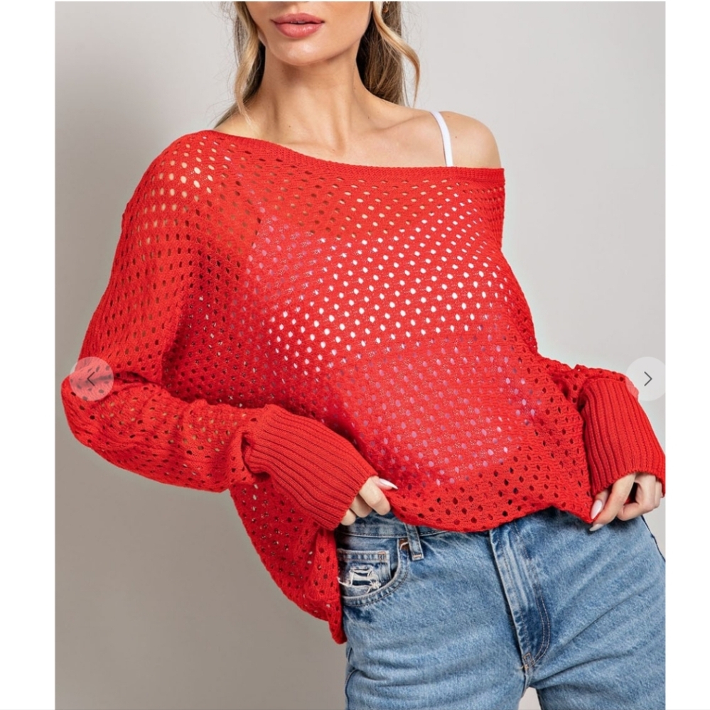 Alley & Gabby Open Knit Dolman Sleeve Soft & Cozy Sweater